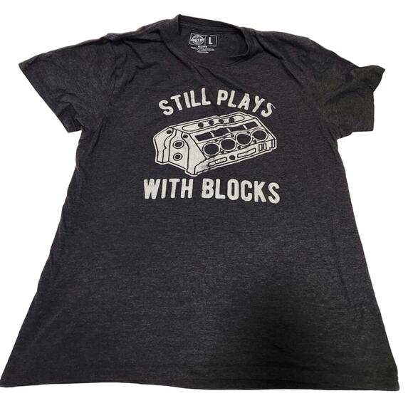 Still Plays with Blocks T-shirt Mens size L - Picture 1 of 3